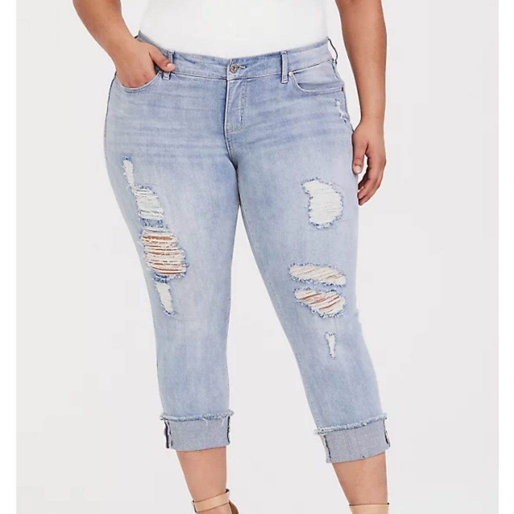 Torrid Crop Boyfriend Jean Vintage